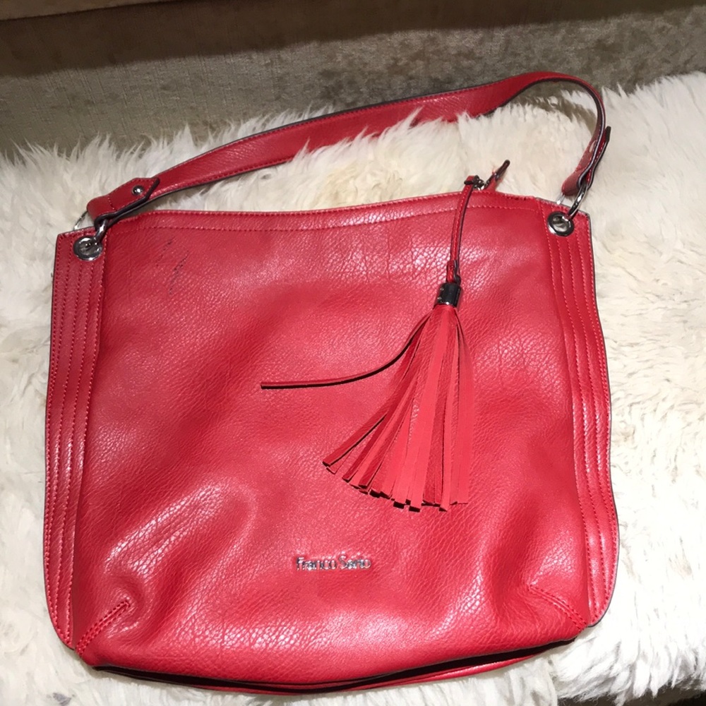 Red Leather purse with tassel